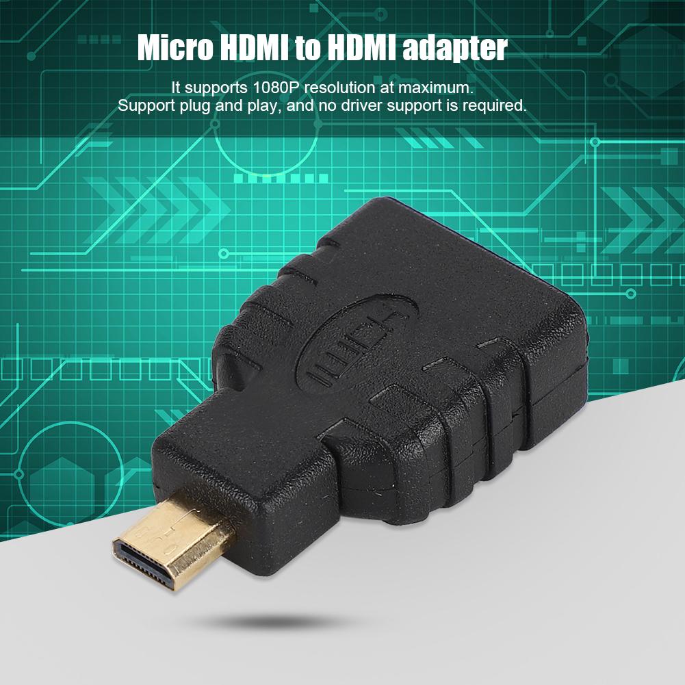 10 Pcs Black ABS Micro HDMI to HDMI Adapter Connector Support 1080P for Raspberry Pi 4B