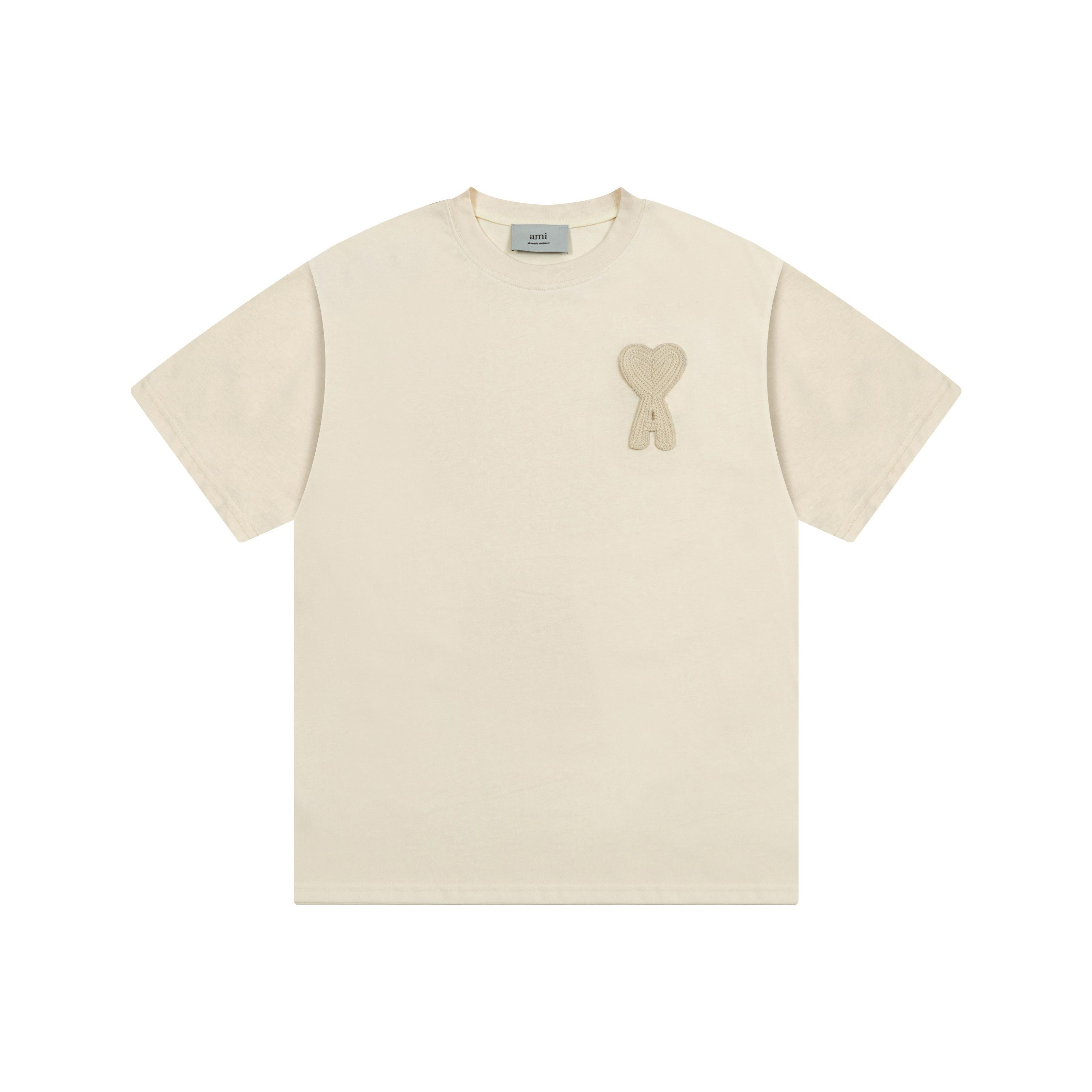 

AMI 2025 Лето Новая Свободная Большого Размера Чистый Хлопок Вышивка Парная Футболка XL