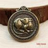 Solid Brass Zodiac Sign Fu Pendant Keychain Charm