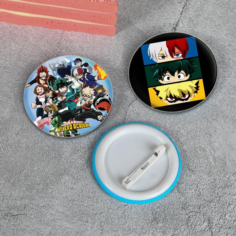 32/44/58mm Anime My Hero Academia Brooch Midoriya Izuku Bakugou Katsuki Todoroki Shoto Cartoon Badge Accessories Jewelry Gift Handmade Round Pins