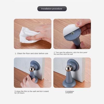 Free-punch Door Suction Anti-collision Bumper Strong Magnetic Door Stopper Self Adhesive Wall Floor Suction Door Stop Bedroom