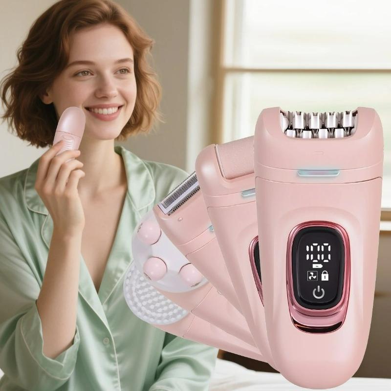5 in 1 Elektrischer Epilierer für Frauen, USB Wiederaufladbarer Haarentfernungsrasierer für Körper, Gesicht, Bikinizone, Tragbarer Nass-Trocken-Rasierer, IPX7 Wasserdicht