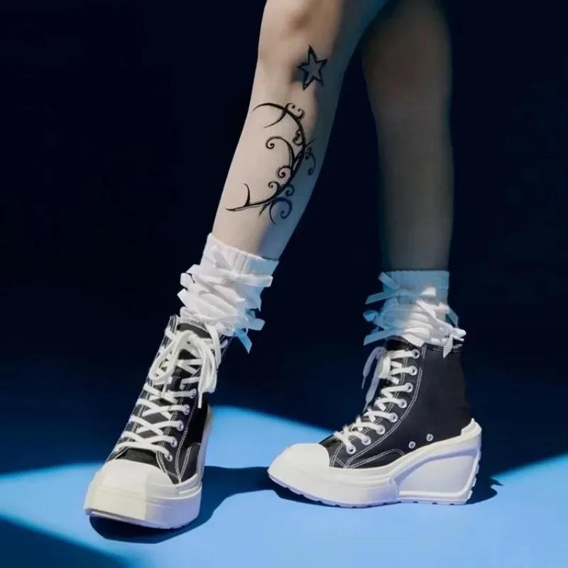 Fashion 2024 Brand Leather Women's Sneakers White Platform canvas shoes for Woman Sneakers Female Vulcanized Shoes fashion Casual Ladies