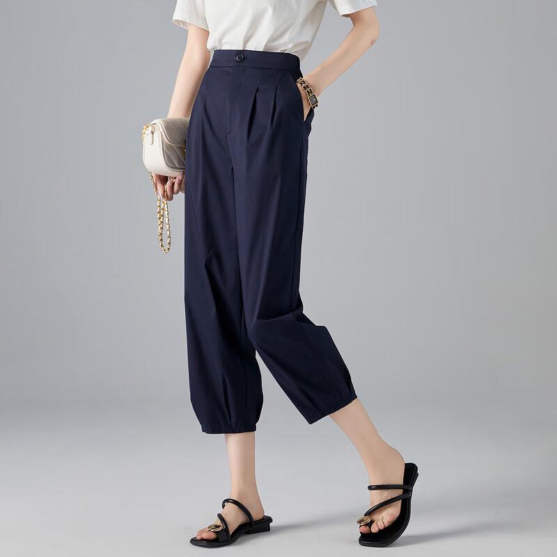 Demana Women's Elastic Waist Cropped Casual Pants