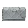 Fleming Embossed Double T Logo Soft Silhouette Leather Shoulder Crossbody Wallet Mini Women Wallet Blue Gray 138853-401