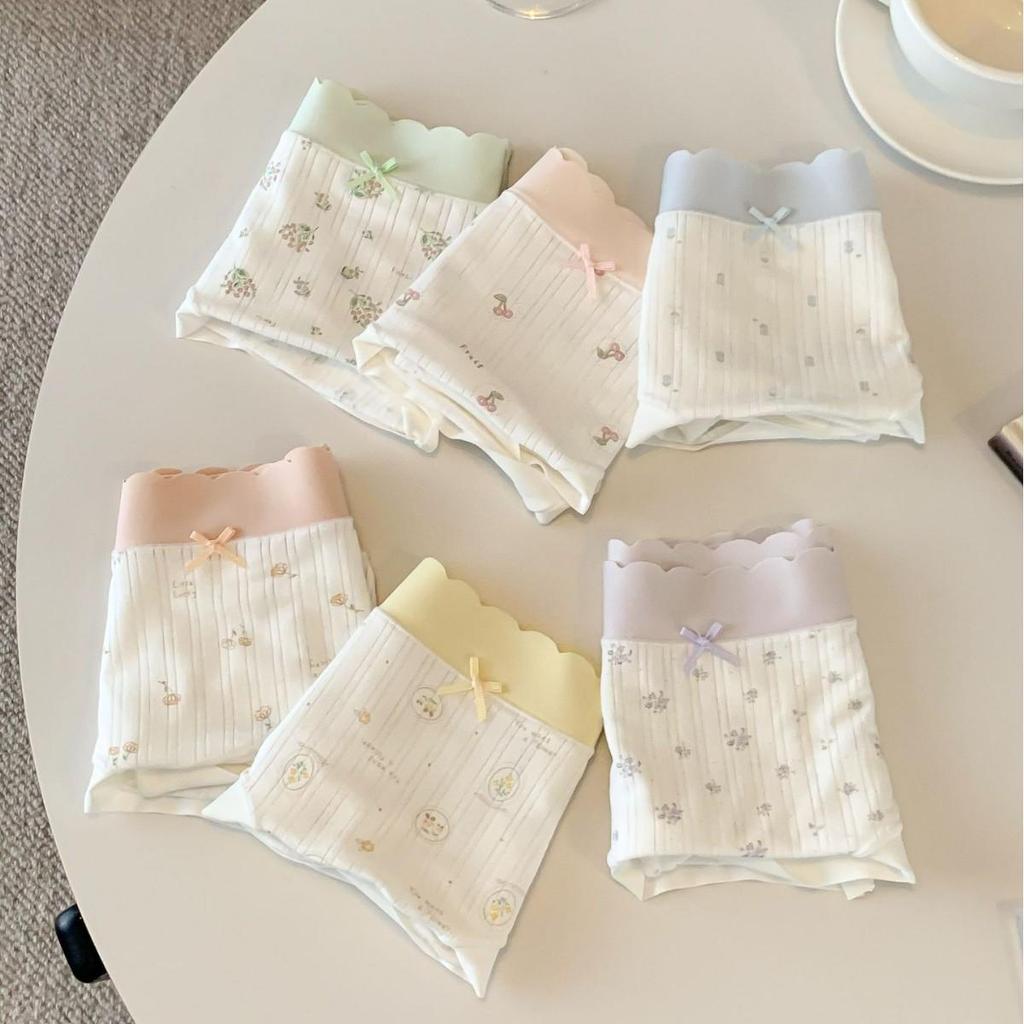 A091 Women's Colorful Candy Garden Mid-Waist Silk Briefs - Antibacterial, Breathable, Skin-Friendly.