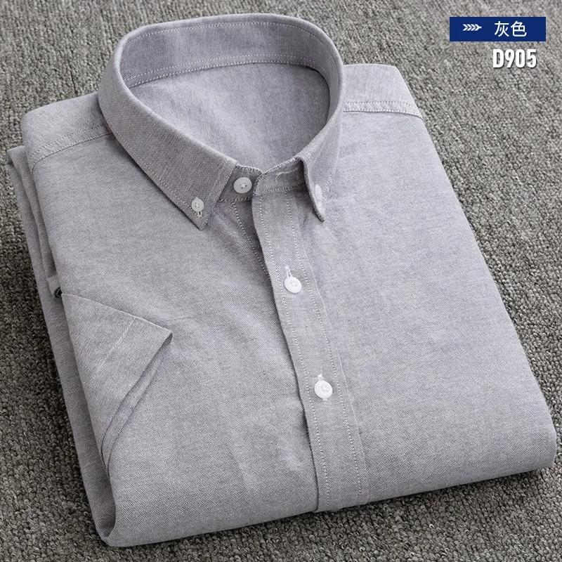 Nueva Camisa Social para Hombre Manga Corta 100% Algodón Puro Oxford Suave Abotonada Cuadros Formal Ropa Masculina Bolsillo Camisa Social S-7XL
