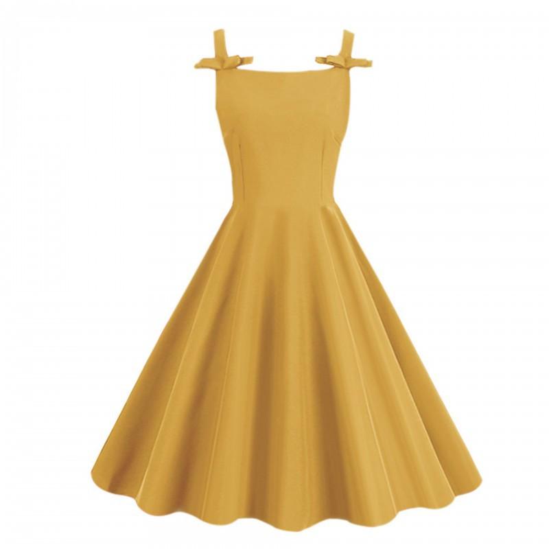 Sleeveless Vintage Hepburn Style Wrap Dress With Bow Detail A-Line Midi Women