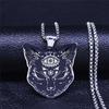 Witchcraft Eyes Cat Stainless Steel Necklace Mysterious Divination Baphomet Occult Necklace Jewelry Cadena N4080S02