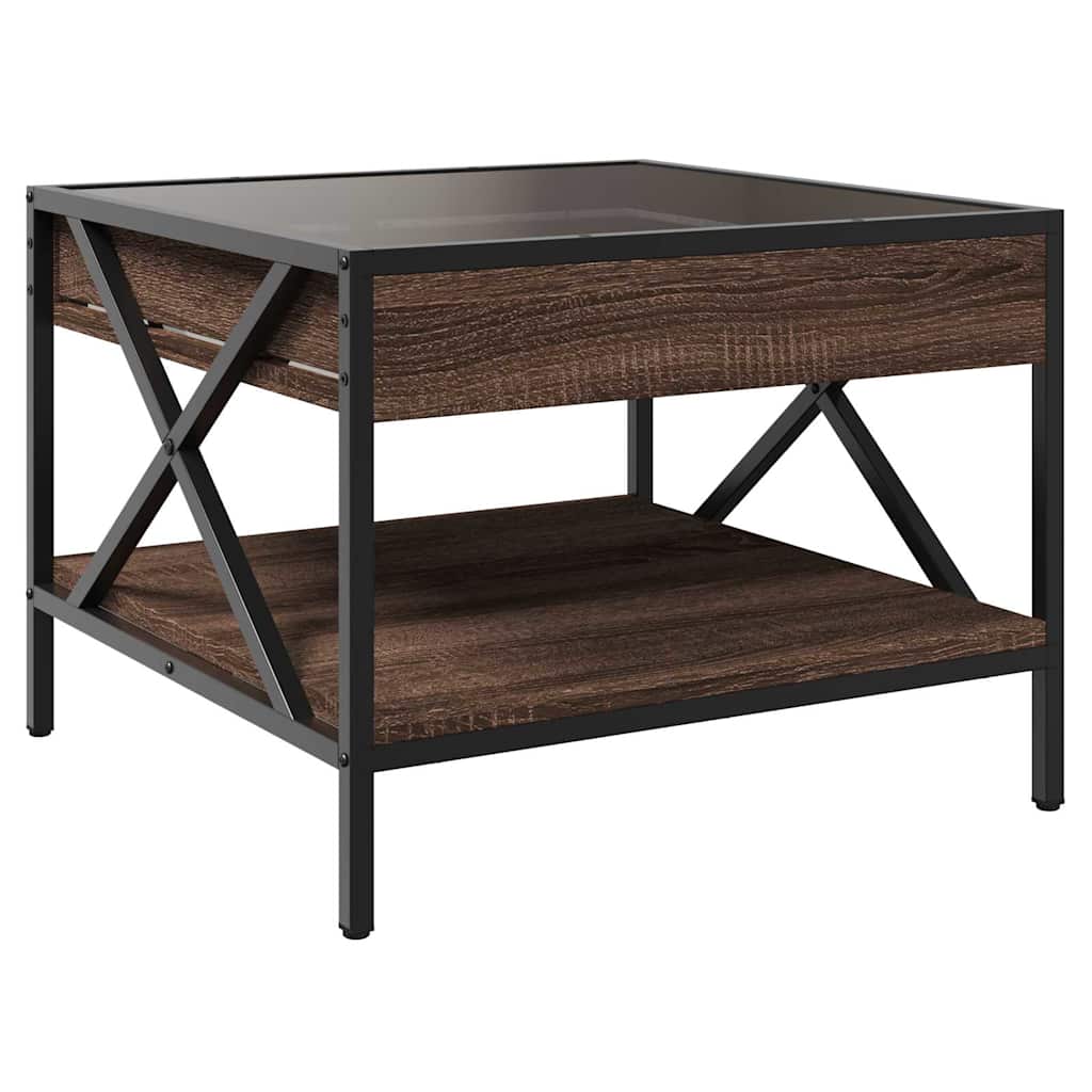 Tavolino da caffè LED Infinity Effetto Rovere Marrone 50x50x38 cm