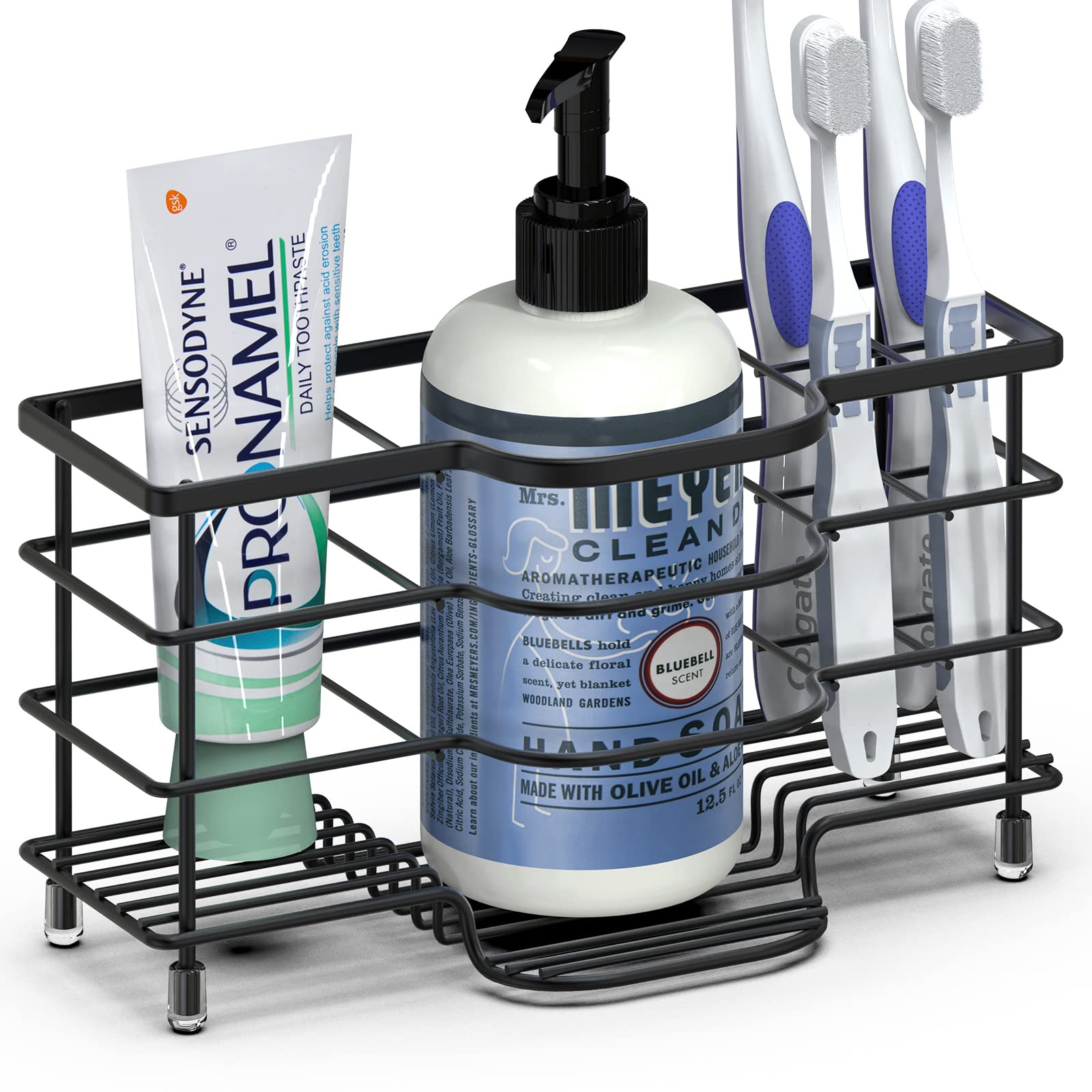 

Linkidea Electric Toothbrush Holder Stainless Steel Bathroom Storage Organizer Stand Rack Ventilated Countertop 6 Slots for Toothpaste Cleanser Comb чёрный