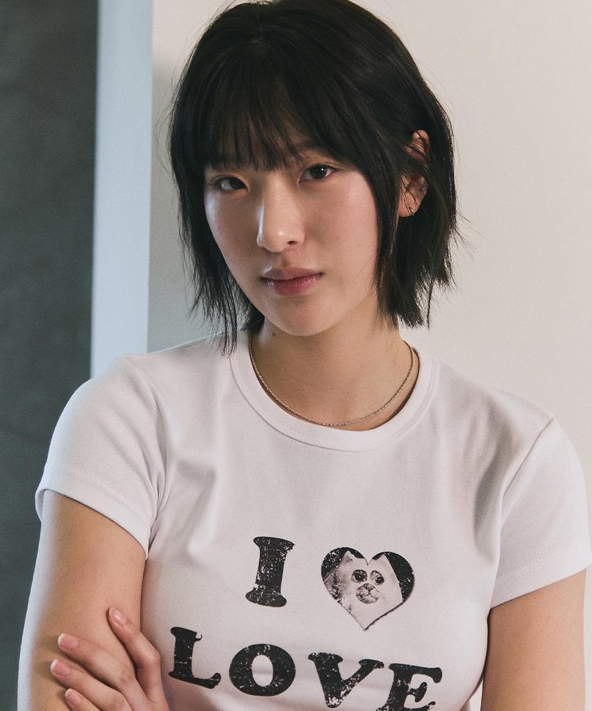 Beullusseonpeullawo I Love Cat Crop Top [White]