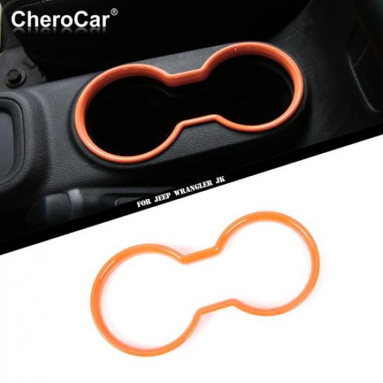 Interior Front Water Cup Holder Trim Cover Orange For 2011-17 Jeep Wrangler JK