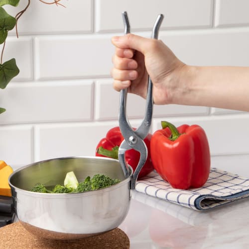 Endo Shoji TKG Potholders with Pliers, Total Length 225mm, Weight 330g, Width 19mm, Convenient for Holding Handleless Pots and Pans, Iron, Commercial