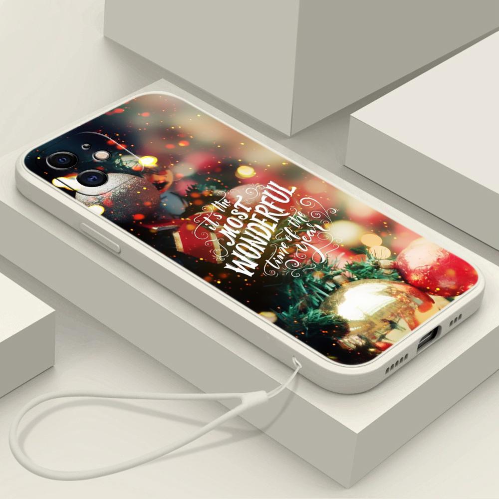 

Samsung Galaxy A24 A54 A14 A23 для iPhone 11 12 13 14 15 Pro Max Xiaomi Redmi 13C Huawei Straight Edge Мягкий чехол для телефона A1 Рождество С Новым годом арт Xiaomi 11 Lite 5G NE слоновая кость