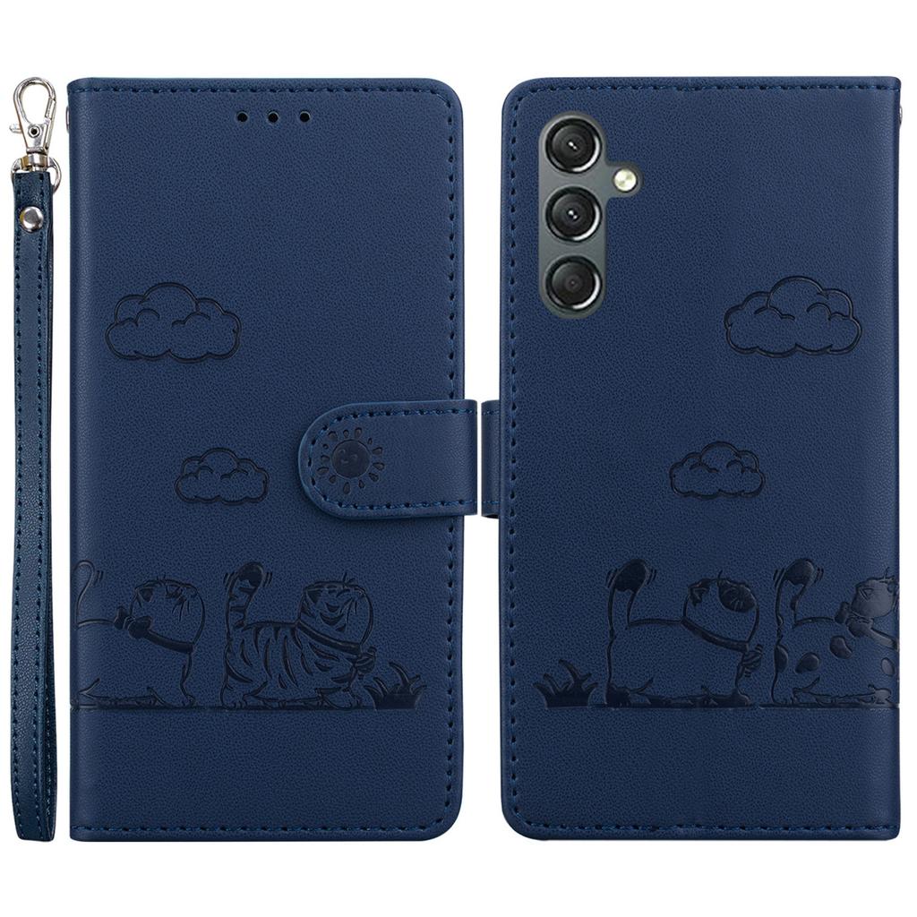 For Samsung Galaxy A16 5G/A16 4G Case RFID Blocking Kitten Pattern TPU+PU Leather Phone Cover