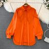 Elegant Simple Plus Size Casual Women's Shirts Spring and Autumn Loose Lantern Sleeve Cotton White Blouses Women Button Up Solid Shirt Top S-5XL 26032