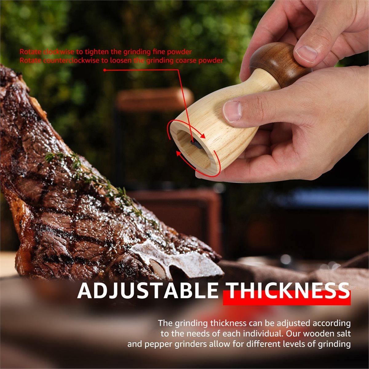 2 Pcs Wood Salt and Pepper Grinder Set Mushroom Shape Manual Salt and Pepper Grinder Coarseness Adjustable Salt Grinder China Mainland