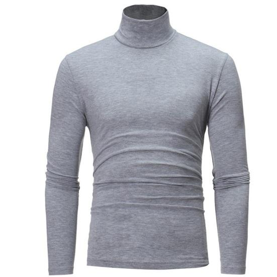 Männer Herbst Winter Slim Fit Bodenbildung T-shirt Rollkragen Lange Ärmel Einfarbig Elastische Dünne Pullover Tops Streetwear