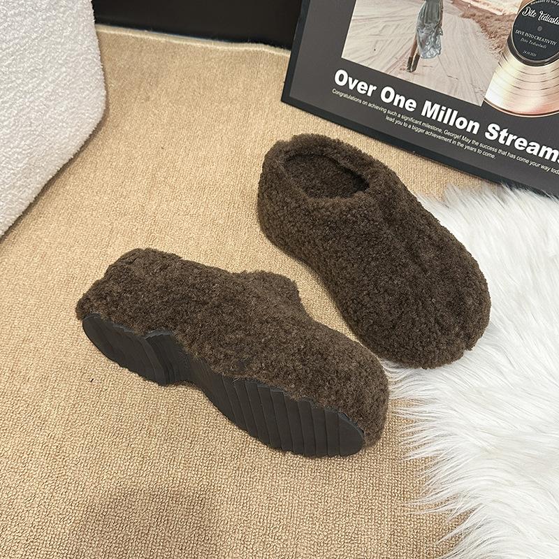 Women's Baotou lightweight and comfortable a footstirrup heightening winter warm cold padded non-slip wear-resistant leisure cotton slippers