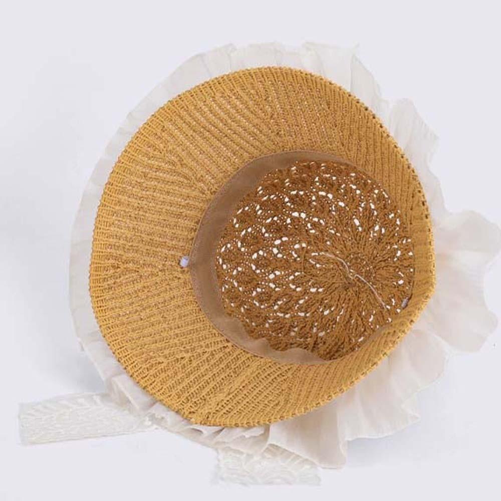 Breathable Vacation Beach Cap Lightweight Woven Sun Cap Wide Brimmed Straw Hat  Spring / Summer