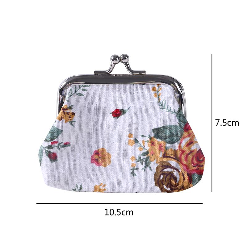 Rose Pattern Canvas Mini Coin Purse Women Small Change Wallet Cute Zipper Coin Bag For Girls Kids Fashion