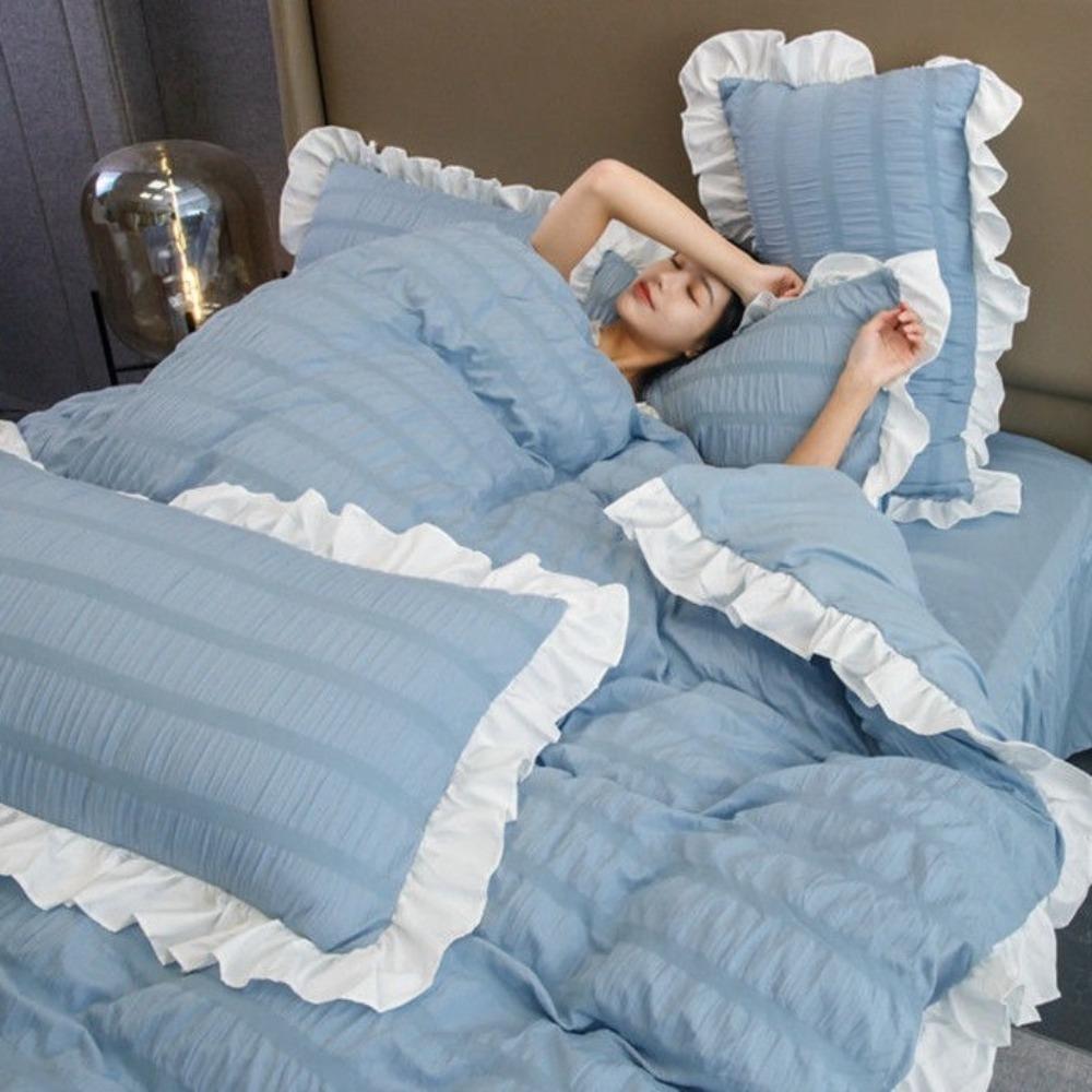 2PCS Nordic Style Ruffle Pillow Case Soft Bedding Cover Household Princess Pillowcase Bedroom