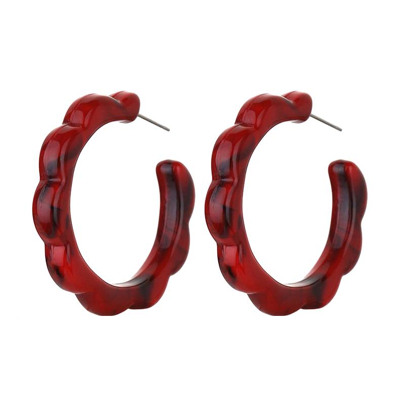 Women Earring Christmas Girl Retro Burgundy Acrylic Ear Accessory Winter Autumn