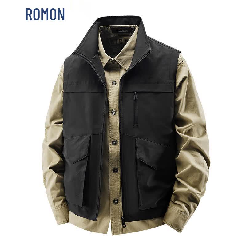 

ROMON Men s Casual Multi-Pocket Workwear Vest 3XL