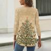 Damen T-Shirt mit Weihnachtsdruck, 3/4-Ärmel, für den Alltag, Wochenendmode, Basic, Rundhalsausschnitt, normales Oberteil