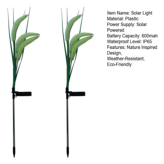 Solar Foxtail Light LED Foxtail Grass Solar-Powered Garden Light Decorative Light-up Foxtail Plant for Outdoor Yard Patio Lawn