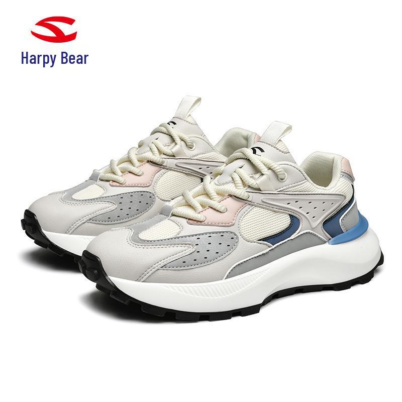 Happy Bear Men s Breathable Thick-Sole Casual Running Shoes - Trendy Spring/Autumn Dad Sneakers 39