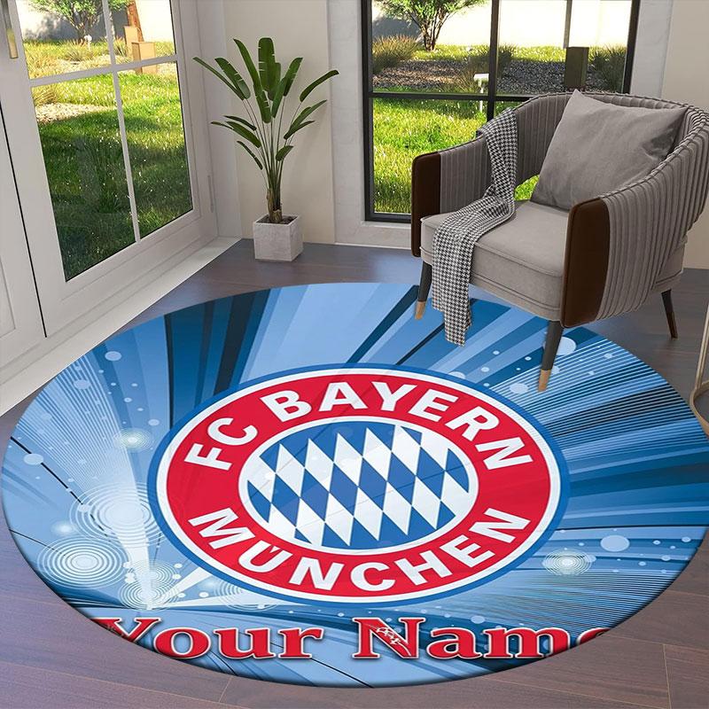FC Bayern Munchen Custom Name Round Area Rug,Carpet Rug for Living Room Bedroom Sofa Playroom Decor,Non-slip Floor Mat