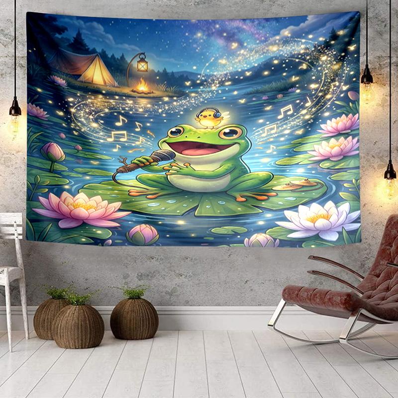 Frog In Top Hat Serenade Tapestry Room Decoration Wall Hanging for Living Room Bedroom, dormitory, Birthday and Christmas gifts