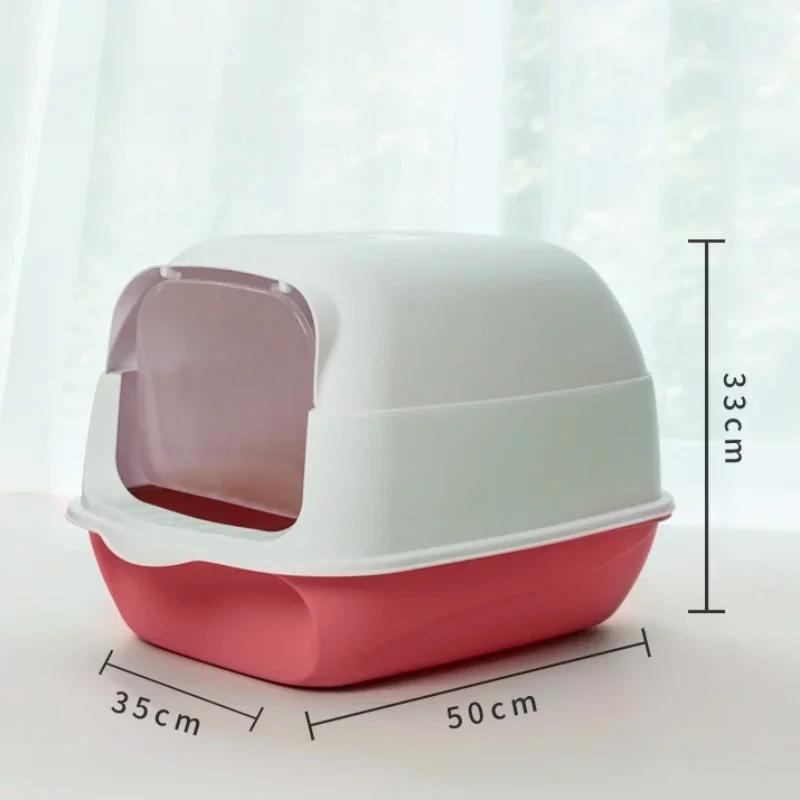 Anti-Splash Cat Litter Box-Large Capacity Pet Sandbox for Cats Kitty Kitten Toilet Tray Bedpan & Essential Cat Cleaning Supplies