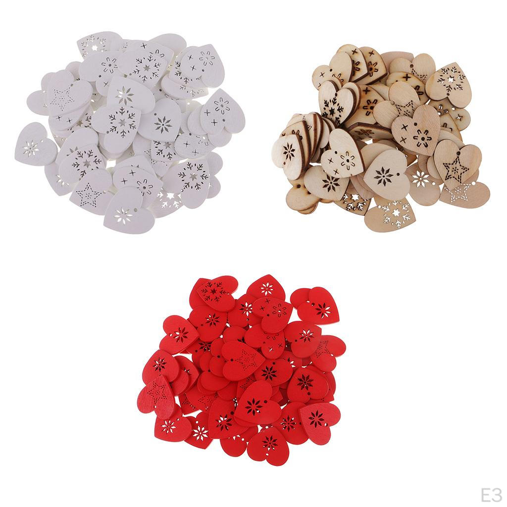 50 Piece Heart Shape Engraving Wooden Christmas Party Ornament Gift Tags Label Embellishments