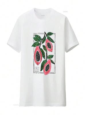 T-shirt Papaye Bohème FruiT Amoureux Bohèmes Pour Elle Style Vintage Lavage Vintage Mode Élégant Doux Graphique Streetwear Homme