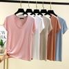 Women's Summer Modal Short Sleeve Oval Neck T-Shirt - Solid Color, Casual, Loose, Slimming, Versatile Top