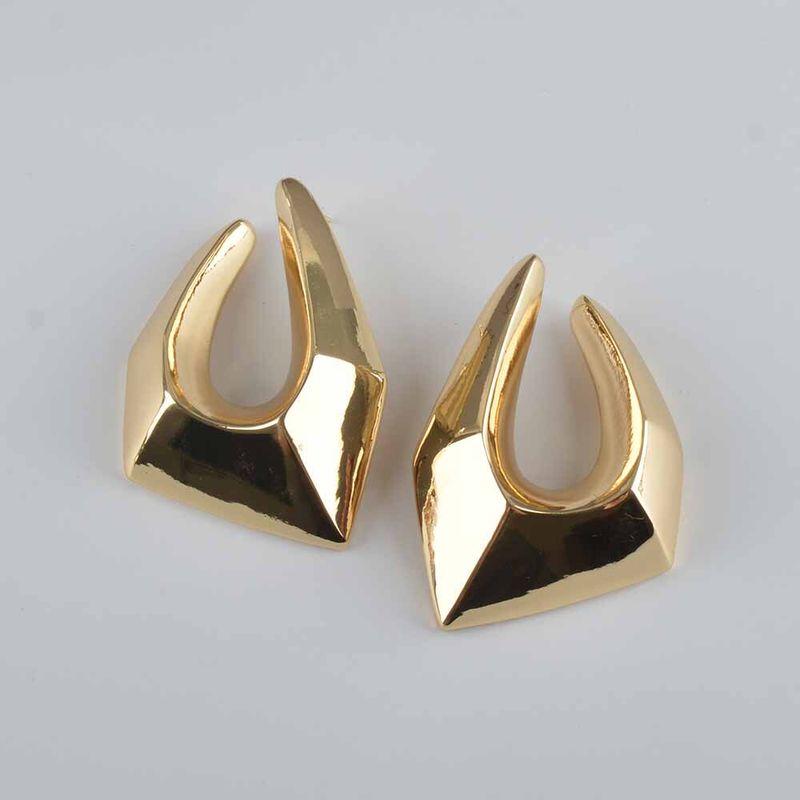 

Fashion Exaggerated Asymmetrical Geometric Metal Earrings Female Light Luxury Minority Fancy Retro Modeling Catwalk Earrings Gold