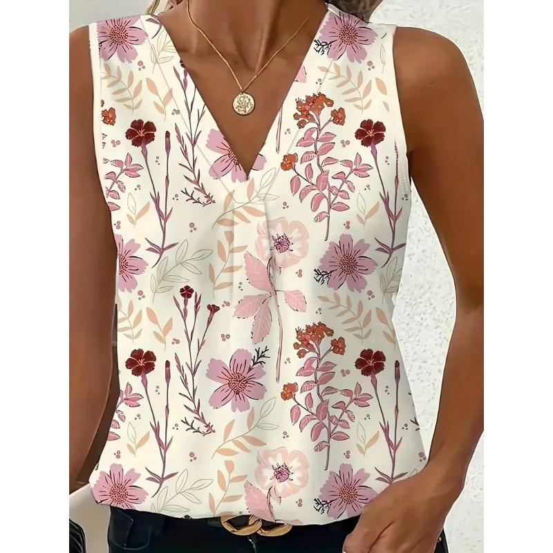 Summer Women's Camisole Vest Casual Round Neck Pullover Digital Print Tops Camisole