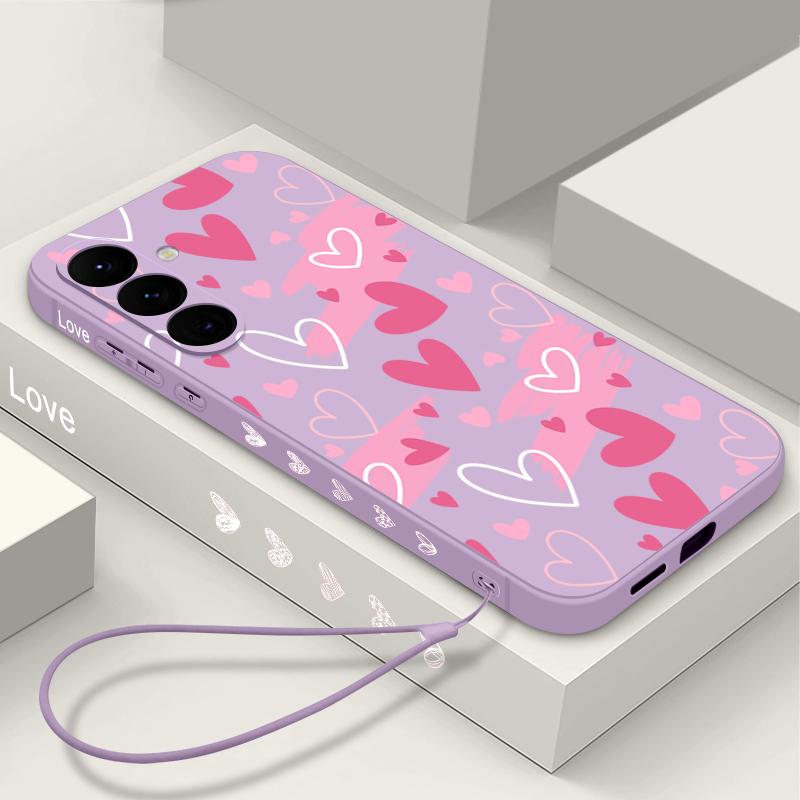 Mooi Roze Hartjes Patroon Hoesje Voor Samsung Galaxy S26 S25 Ultra S24 S23 S22 Plus S21 FE A15 A16 A17 A35 A36 A54 A55 A56 5G Zachte Cover