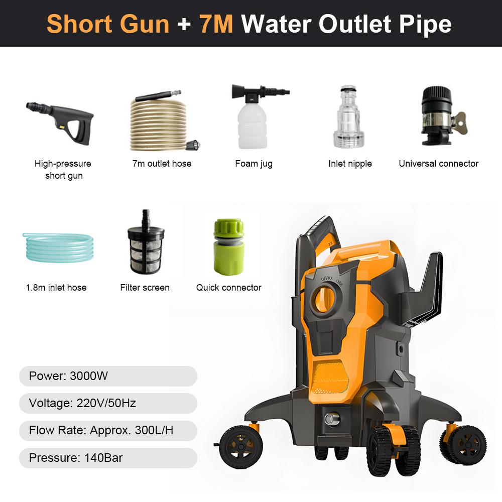 

Электрическая мойка высокого давления Ручная мойка автомобиля Медный двигатель 2 распылителя для автомобиля дома сада пола оранжевый