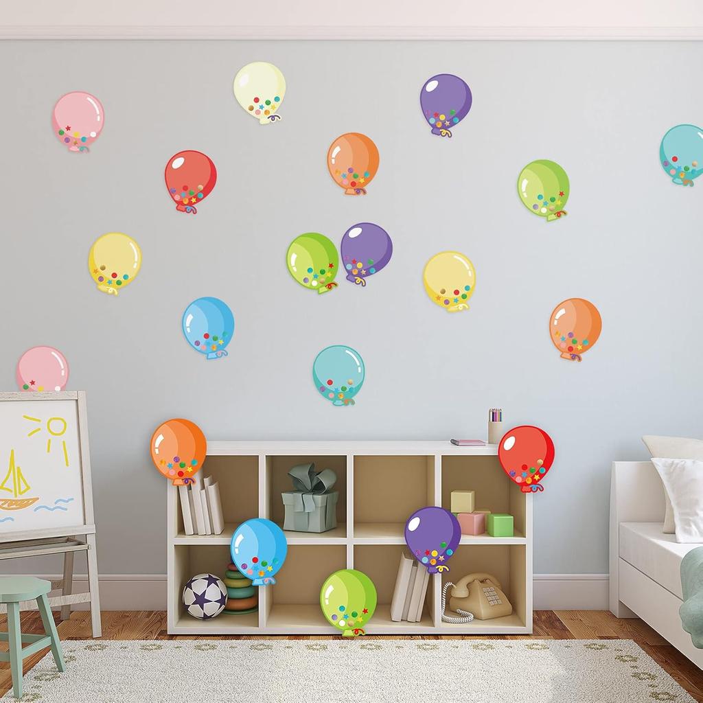 Zonon 45 Pieces Colorful Balloons Cut-Outs Accent Paper Cutout Bulletin Board Classroom Decoration Balloon Name Tag Label for Teacher Back To School