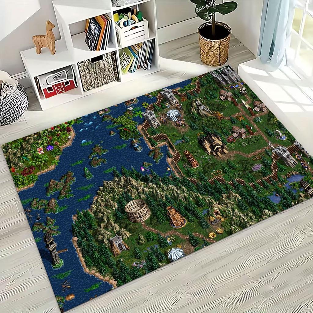 Retro Heroes of Might and Magic Map Games Art Rug for Bedroom Living Room Sofa Home Doormat Decor,Large Kids Non-slip Floor Mat