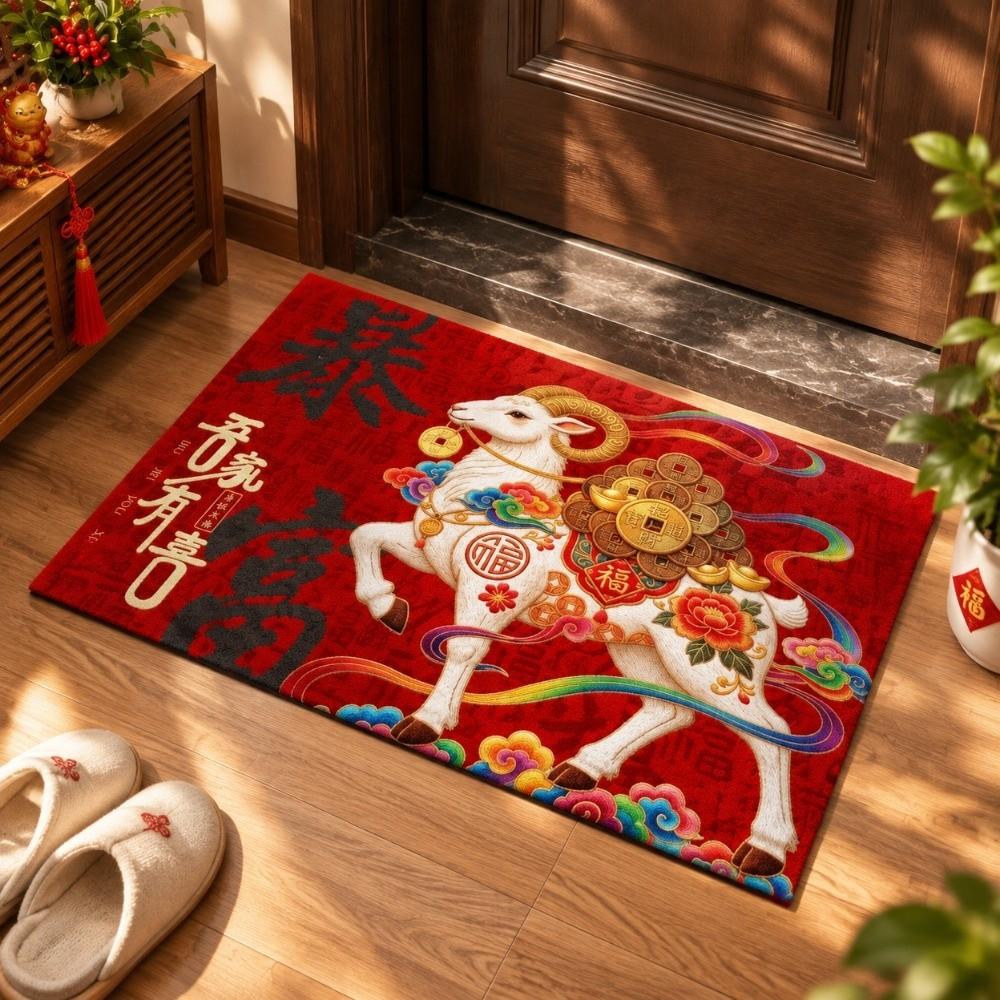 Anti Slip Zodiac Goat Floor Mat Cartoon 2027 Lamb Door Mat Sheep Foot Pad Floor Protection