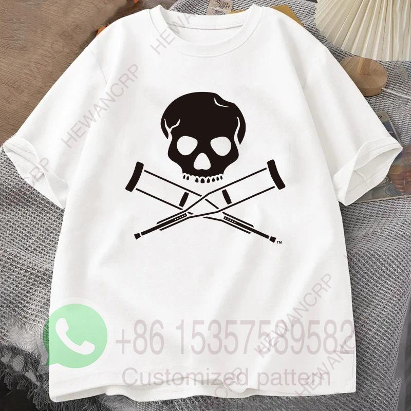 Skull Crutches TShirt Summer Mens Tracksuit Harajuku Pullover Round Neck Shortsleeved Top Cotton Sweatshirt Casual Sportswear