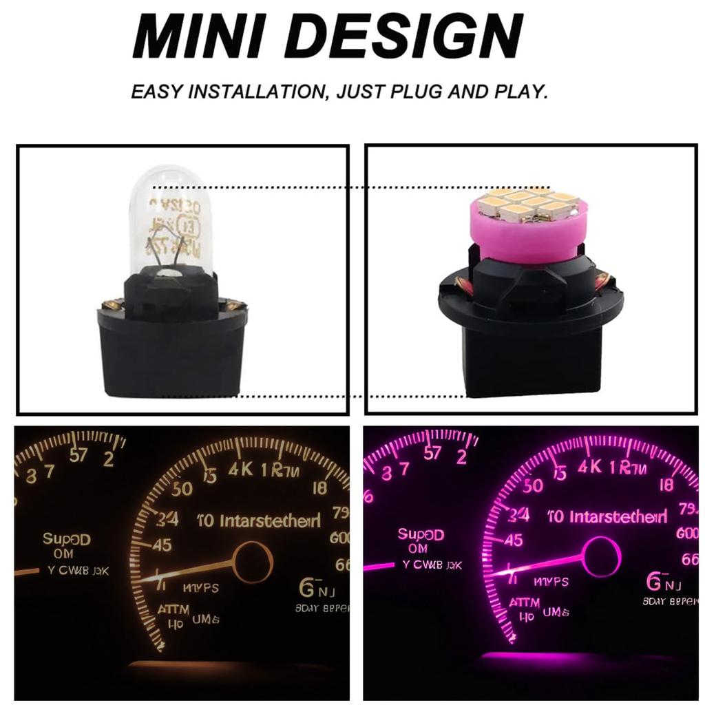 GLOFE T10 194 168 Różowo-Fioletowa Dioda LED Żarówka Lampki Kontrolnej Deski Rozdzielczej z Gniazdem T10 Twist