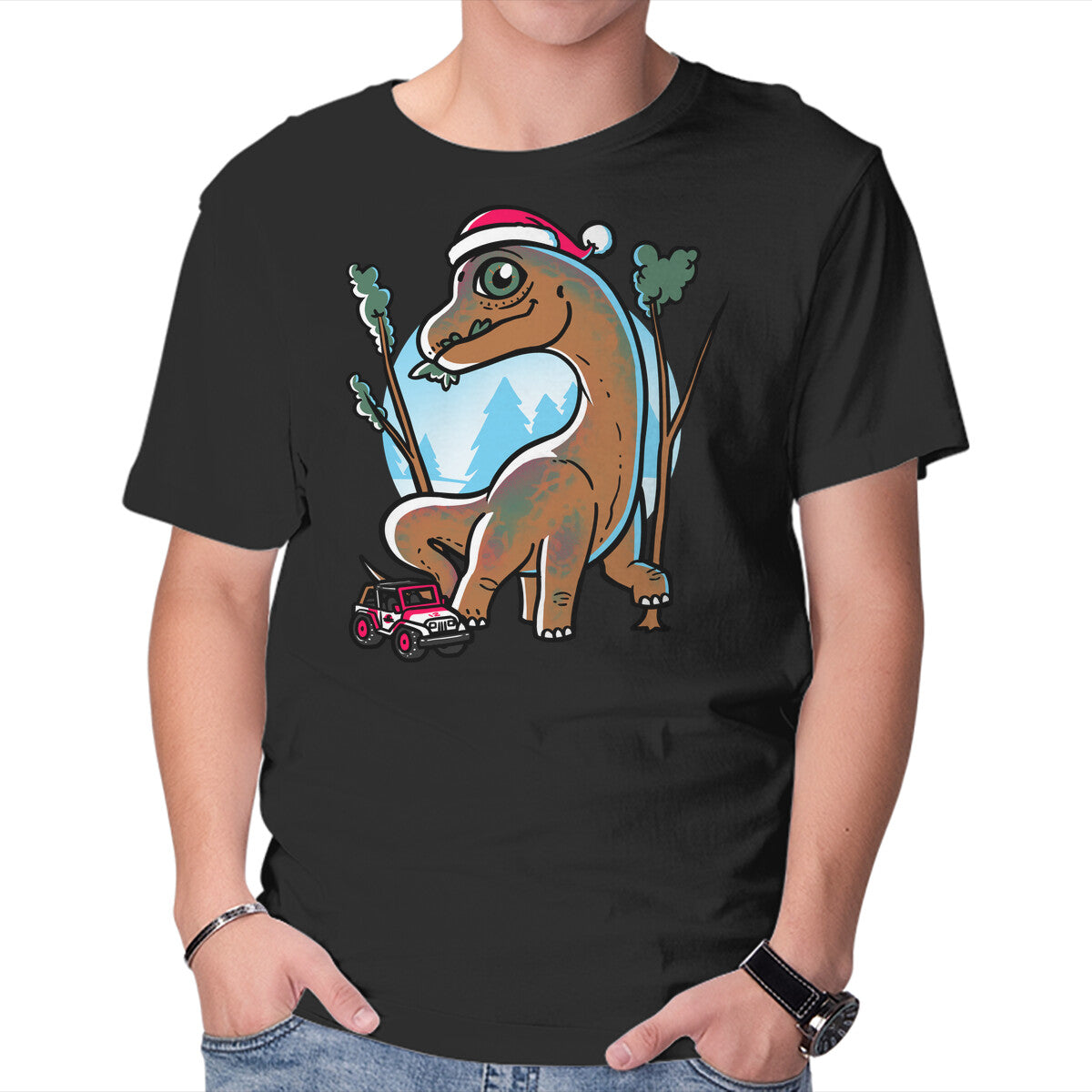 Unisex Crew Neck T-Shirt Jurassic Herbivore Graphic Short Sleeve Casual Tee M