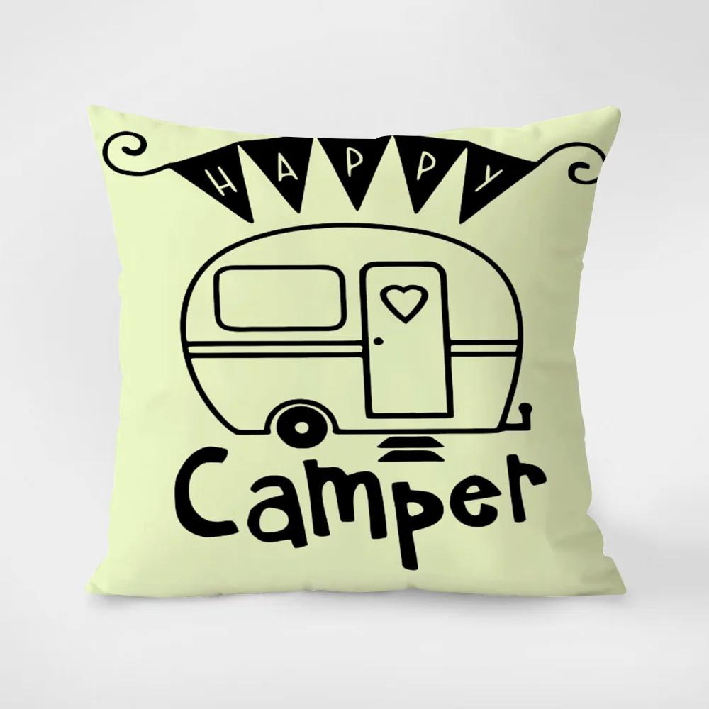 Happy Camping Pillowcase 45*45 Decorative Cushions For Sofa Pillowcases 40X40 Cushion Cover 40*40 Lounge Chairs Pillow Hugs Body