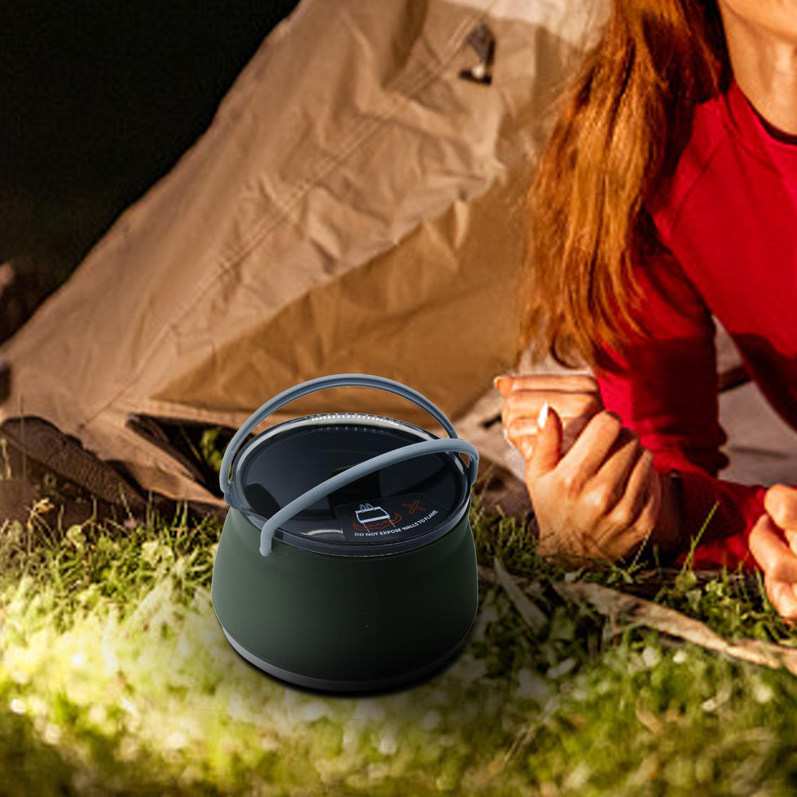 

Компактная складная силиконовая кастрюля для кемпинга, походов, пикника, складная кастрюля, чайник зелёный